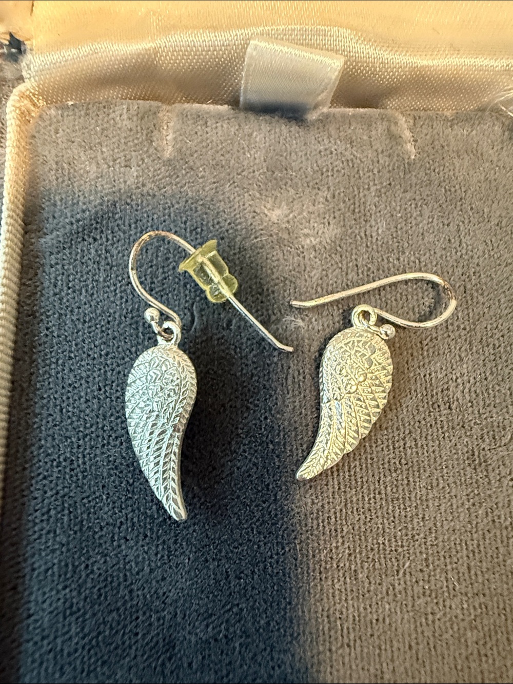 Sterling Silver Angel Wing Drop Earrings - Silver